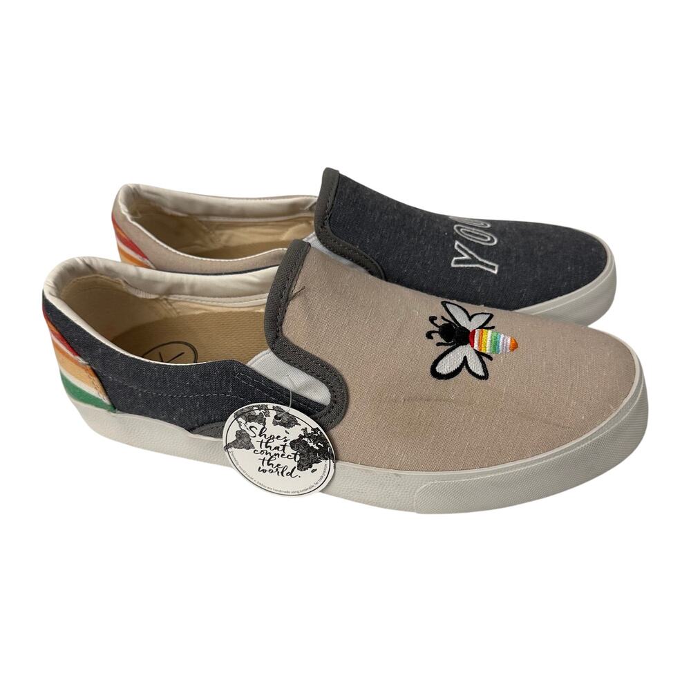 Inkkas Bee You Slip On Canvas Shoes Womens Size 10 Loafer